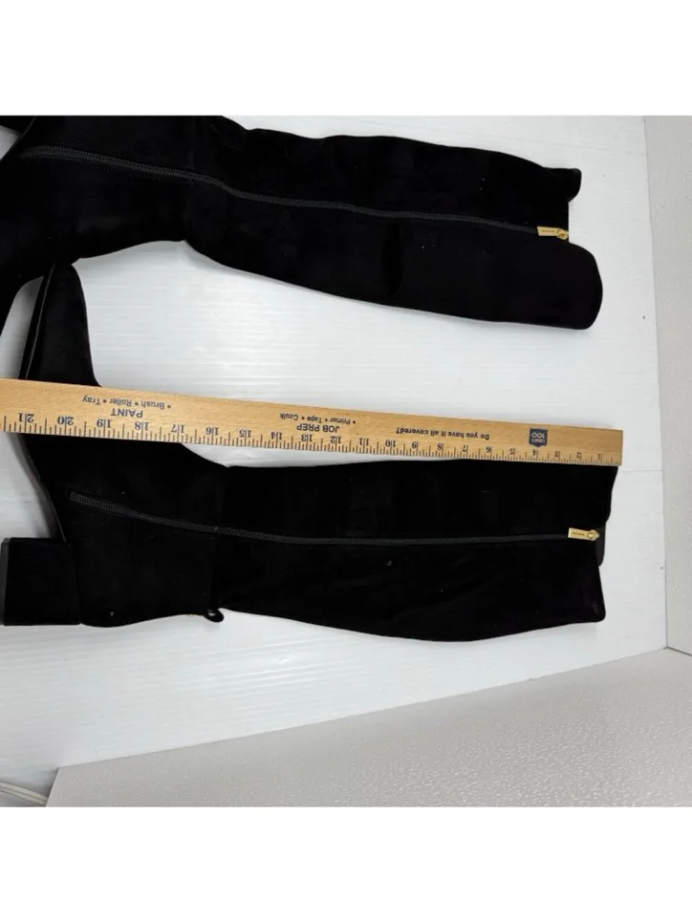 Michael Kors Over The Knee Boots Size 9 Black Suede Stretch OTK Gold Zipper Chic